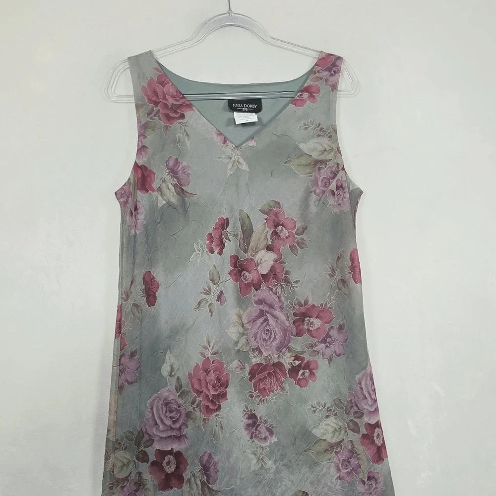 Miss Dorby Floral Maxi Dress Women's 18 Green Purple Y2K Fairy Grunge